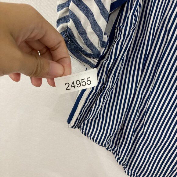 Jane and Delancey size XL Blue White Stripes Soft Flowy Button Back Button Up - Picture 10 of 10